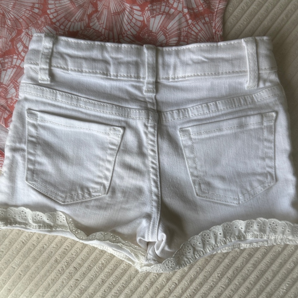 Pair of OshKosh B'gosh Pink Patterned Tank Top and White Denim Shorts - Picture 7 of 13